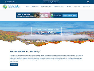 Screenshot of the St. John Valley Chamber of Commerce website